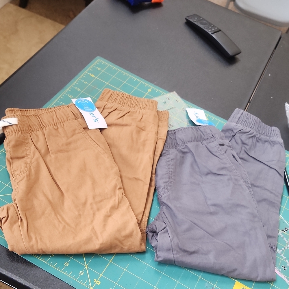 Nwt Sz 5T Carter's Elastic-Waist Lined Jogger Pants - Brown & Gray